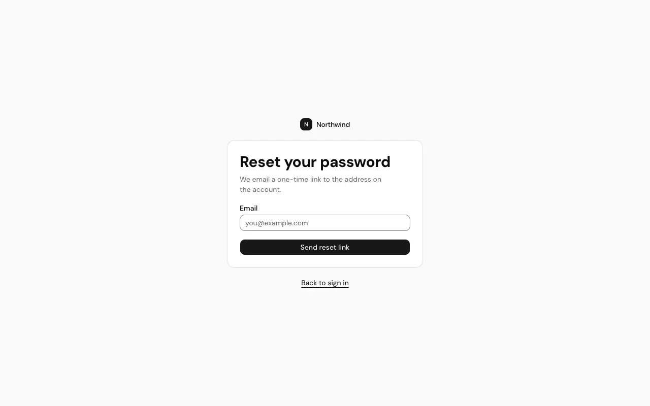 The Forgot password page