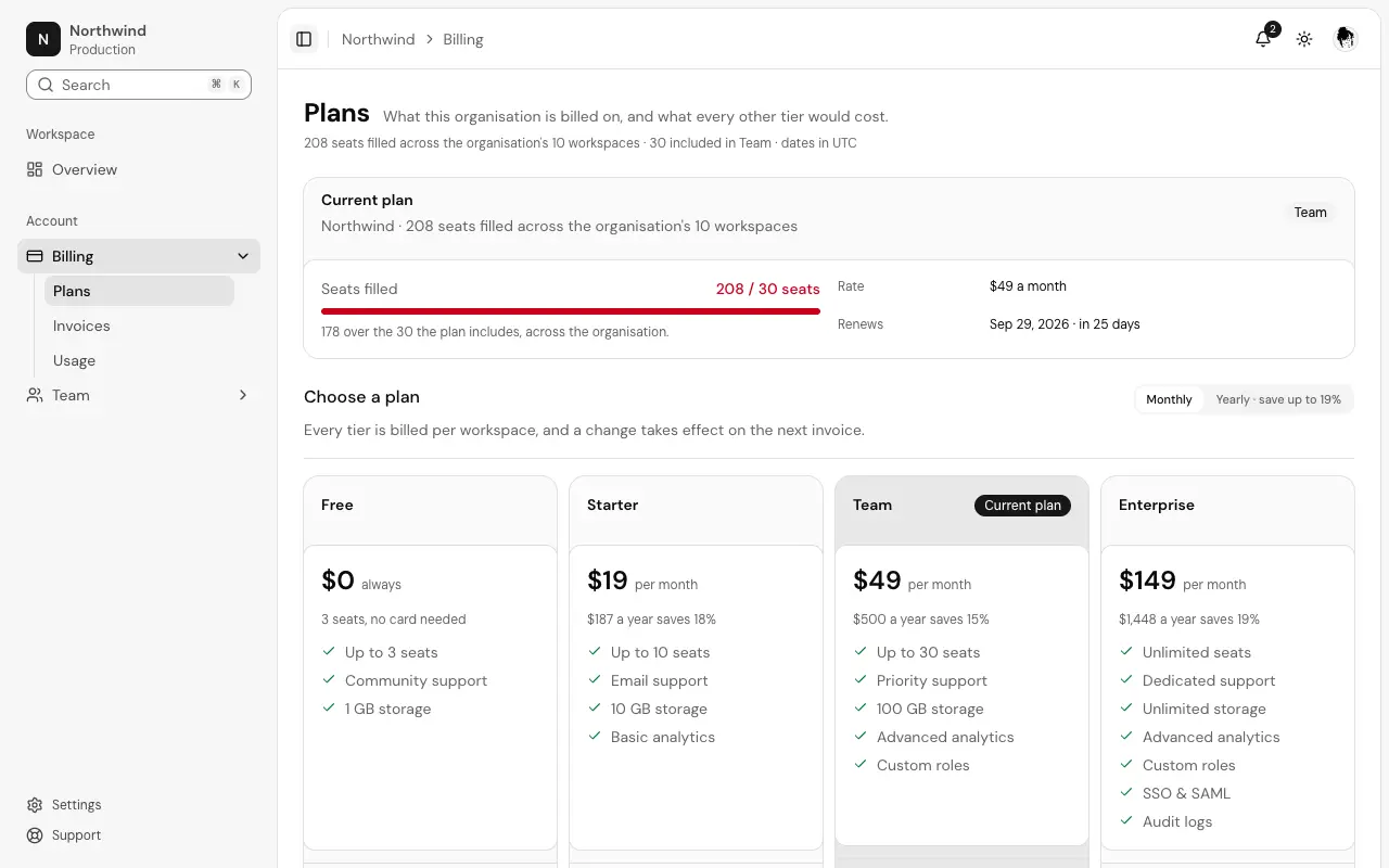 The Plan picker page