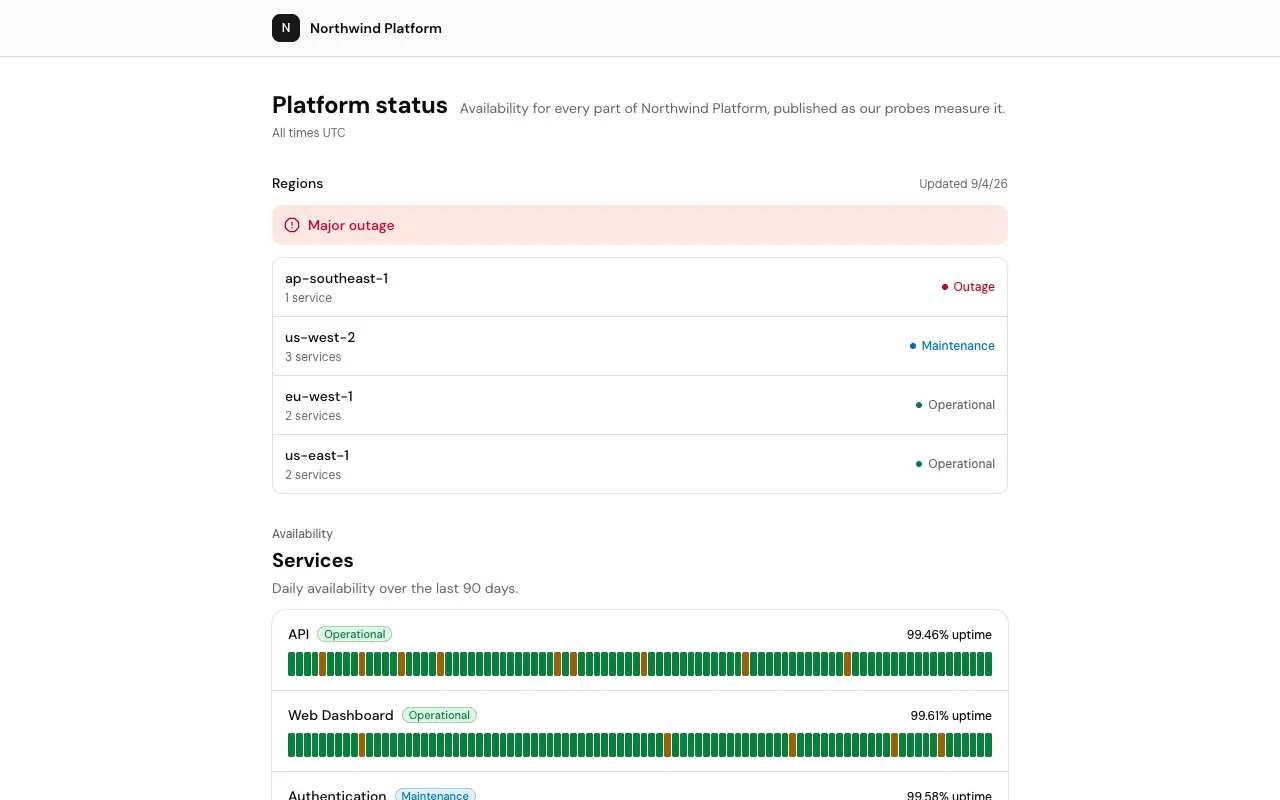 The Public status page page