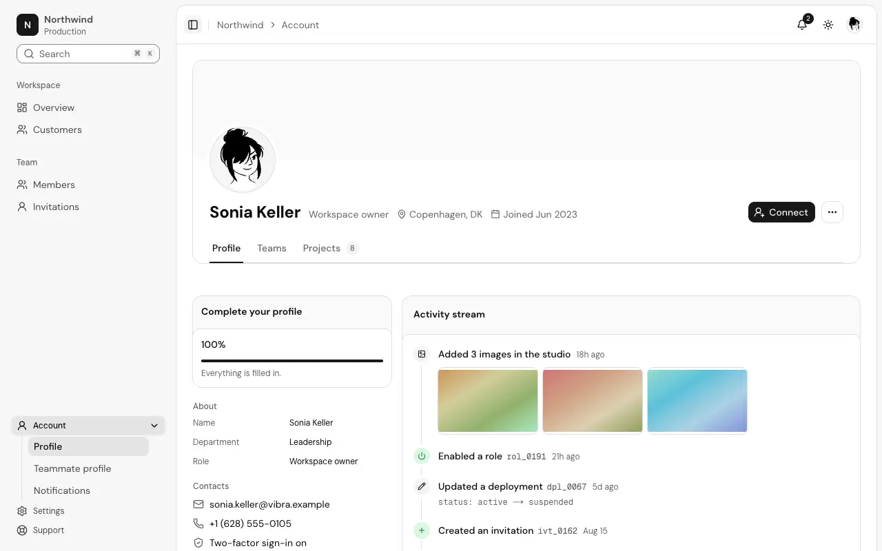 The Member profile page