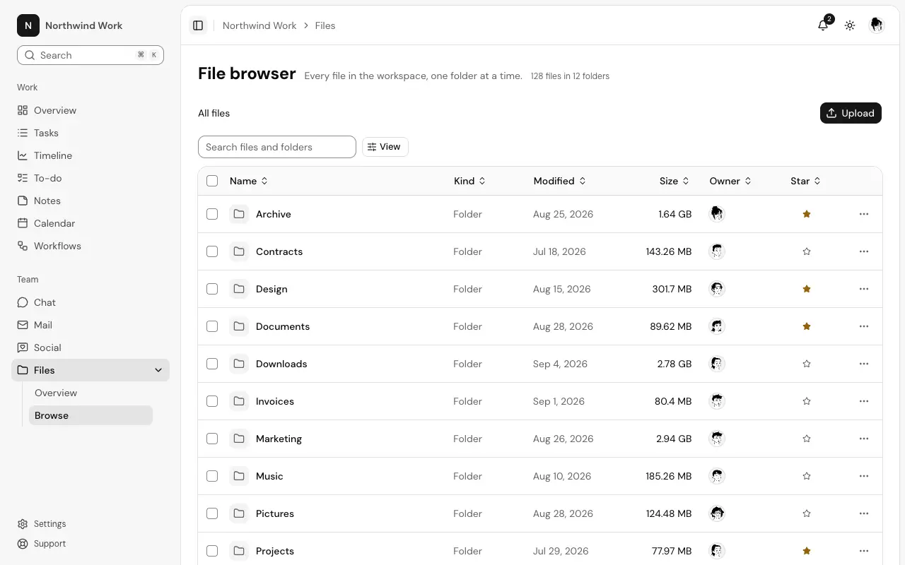 The File browser page