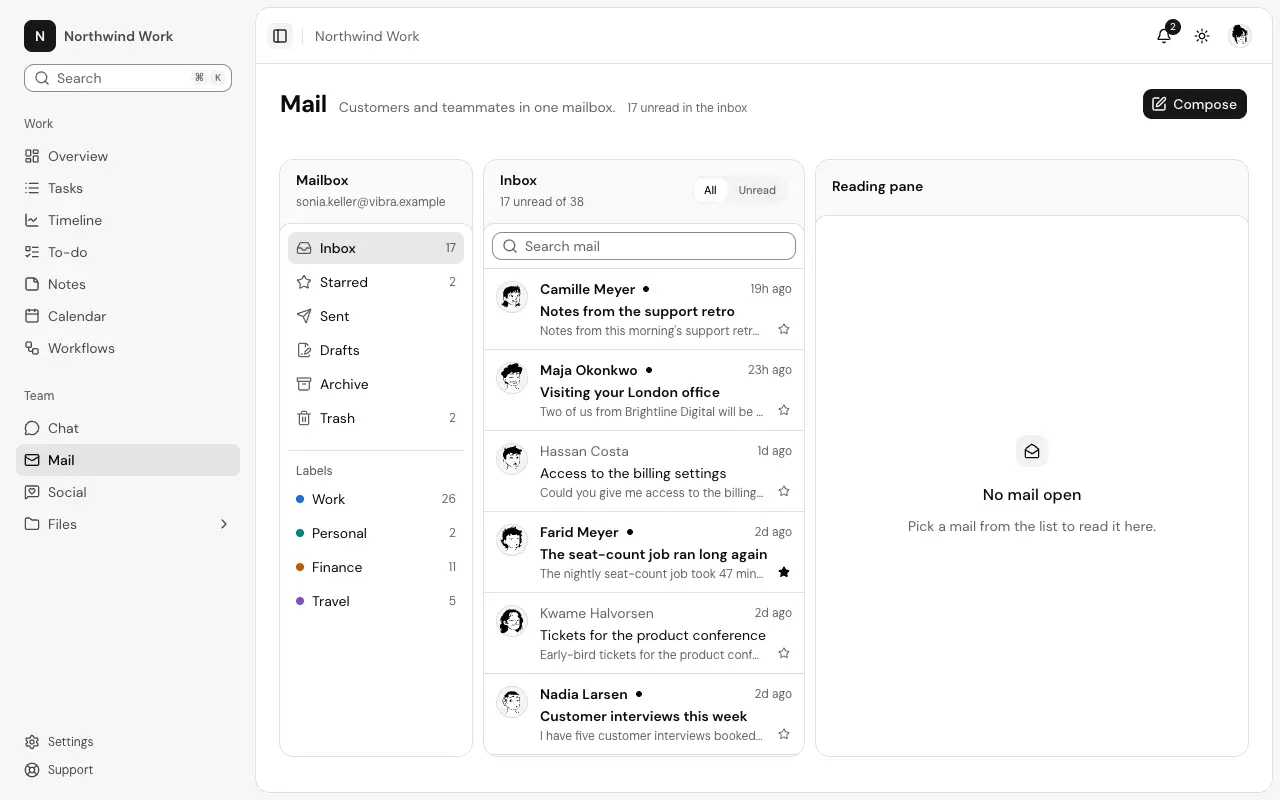 The Mail page