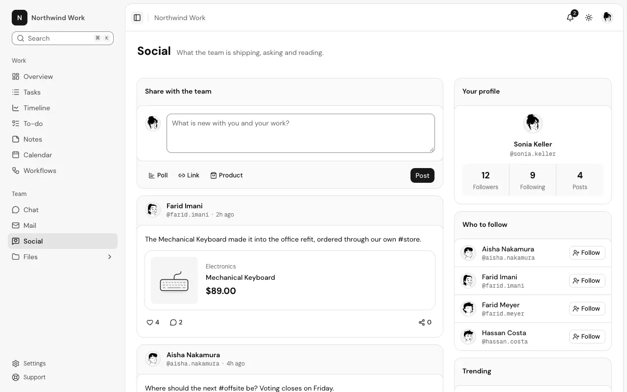 The Social page