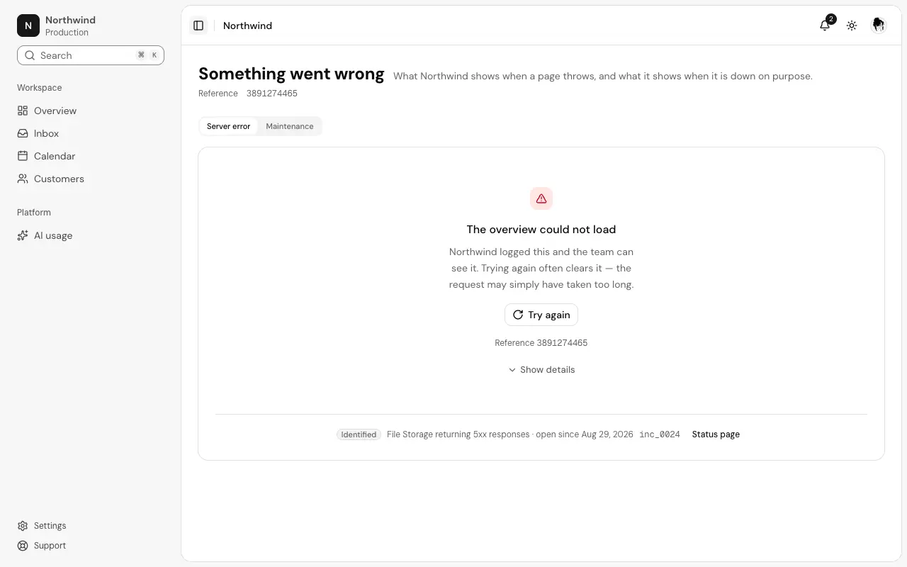 The Error states page