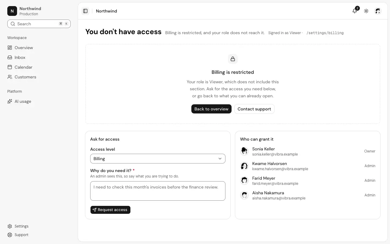 The No access page