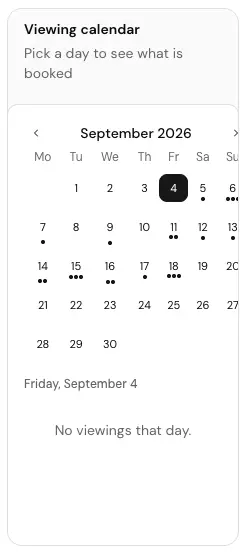 The Viewing calendar card